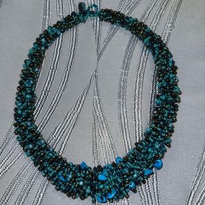Vintage Turquoise & Copper Handmade Beaded Necklace